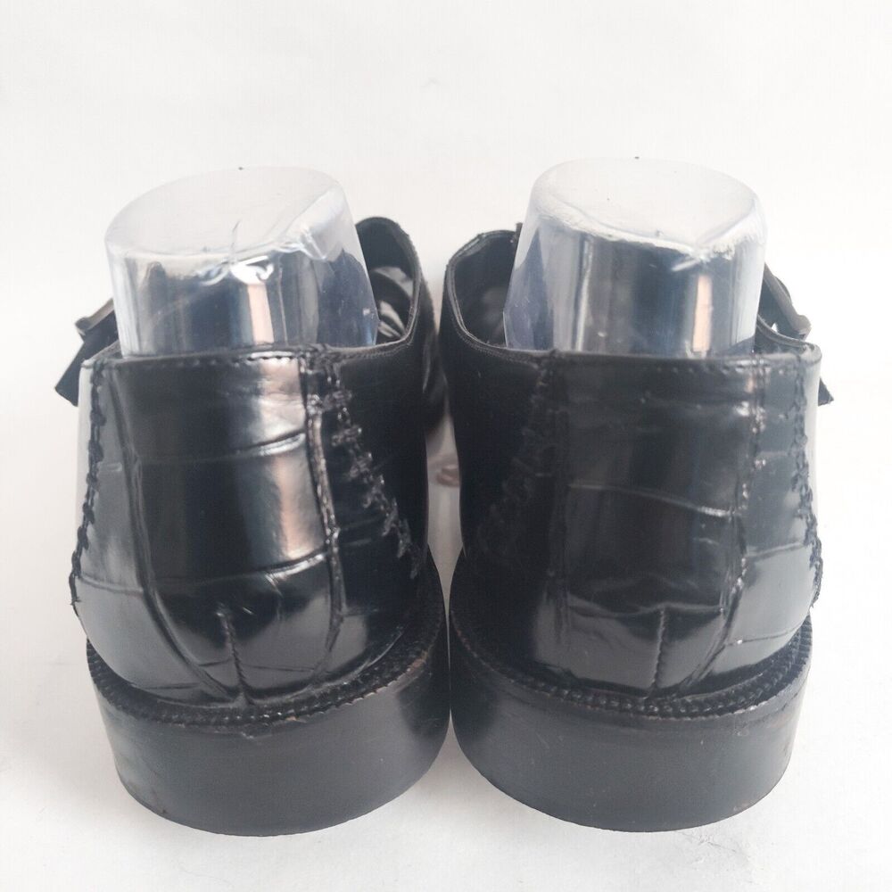 Stacy Adams Black Woven Leather Fisherman Sandals Size 12 Huarache Silver Buckle - Picture 7 of 13